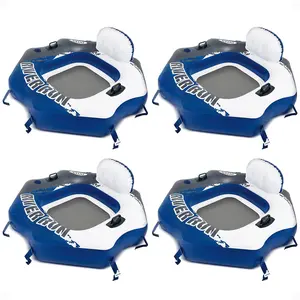 Intex River Run Connect Vinyl Lounge Inflatable Floating Water Tubes (4 Pack)