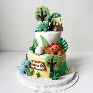 Children Birthday Cake Decoration Dinosaur Egg Cartoon Forest Animals Party Supplies, Sweet Dessert Table Decor Home Accessories