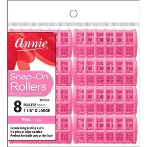Annie #1004 Heatless Snap-On Hair Rollers, XL Size, 10-Count Pink Haircare Hair Styling Tool