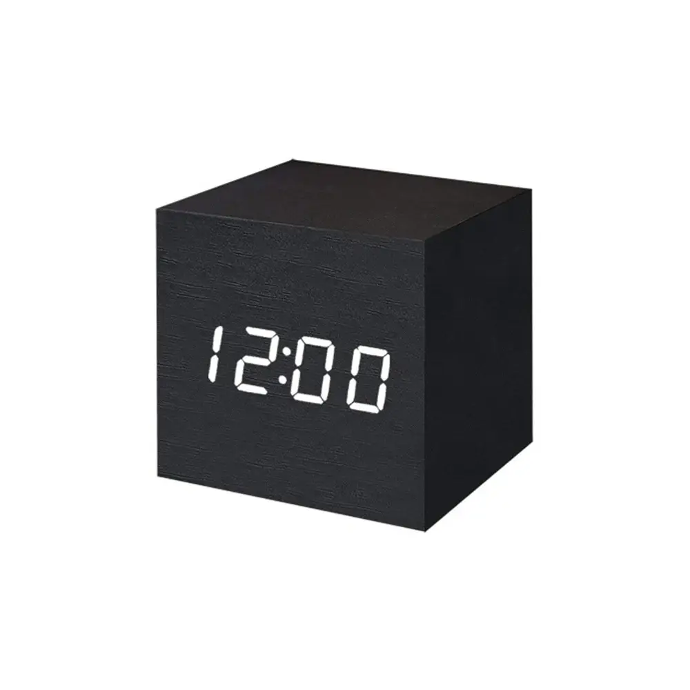 Minimalist Wooden Digital Alarm Clock - Wood Grain Home Decor & Gift, Dimmable Eye-Caring Soft Backlight LED Display, Temp/Humidity Reader, 3 Groups Wake-Up Aids for Students, Decorative Electronic Digital Timer Illuminated Numeric Display Clock, Decorati