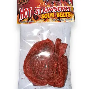 Hot Strawberry Sour Belts Gummy Candy