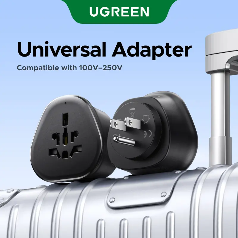 UGREEN US Plug Travel Adapter, EU/UK/AU/JP/CN/NZ/PH to US (Type B), International to US Pin Converter, Power Outlet Charger, 200+ Countries Compatibility