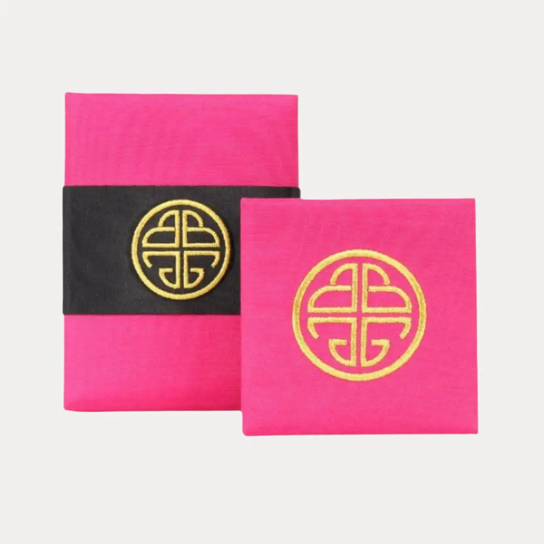 Pink Silk Gift Box with Gold Embroidery