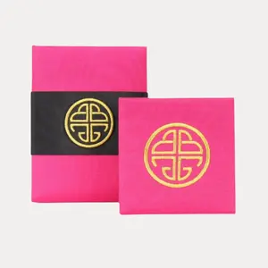 Pink Silk Gift Box with Gold Embroidery