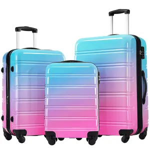 Hard shell luggage set 3-piece gradient expandable luggage with rotating wheels and TSA lock, lightweight 20 inches 24 inches 28 inches, online appearance, scratch resistant layer, can hold everything without bulging