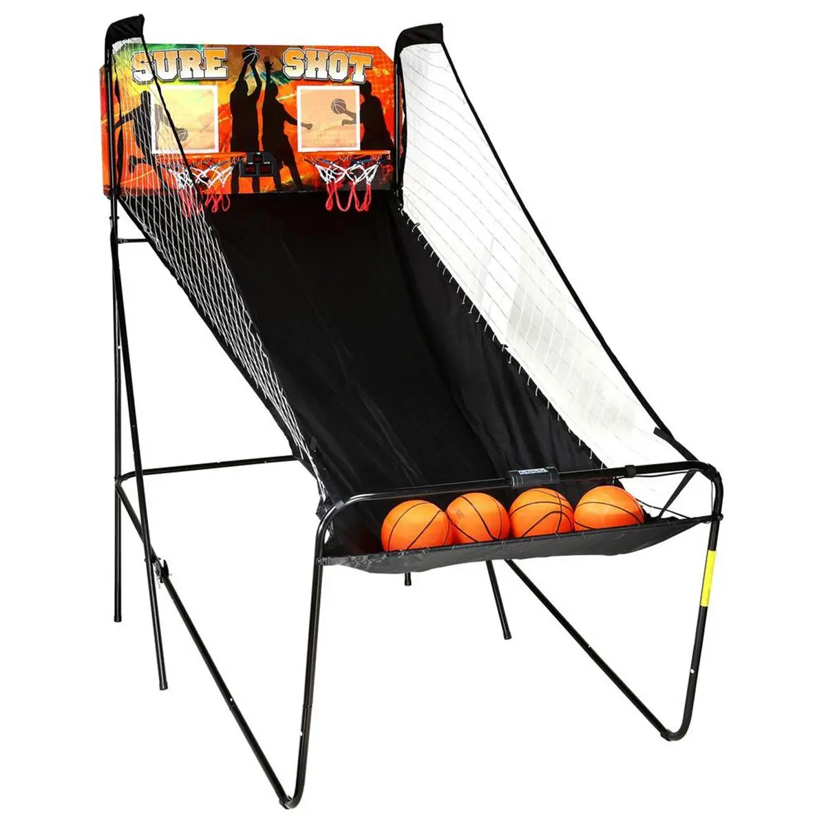 212 MAIN Blue Wave Sure Shot 2-Player Basketball Arcade Game with Foldable Powder Coated Rugged Steel Tubing Frame, MDF Backboard, Polyester Ramp, LED Timer, LED Electronic Scorer, Sound & Foldable for Storage, Steel Frame