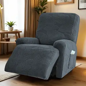 1 Seater Elastic Recliner Sofa Cover, Stretch Armchair Slipcover with Pocket, Pet-Friendly Polyester Fabric, Full Coverage Protector for Home, Office