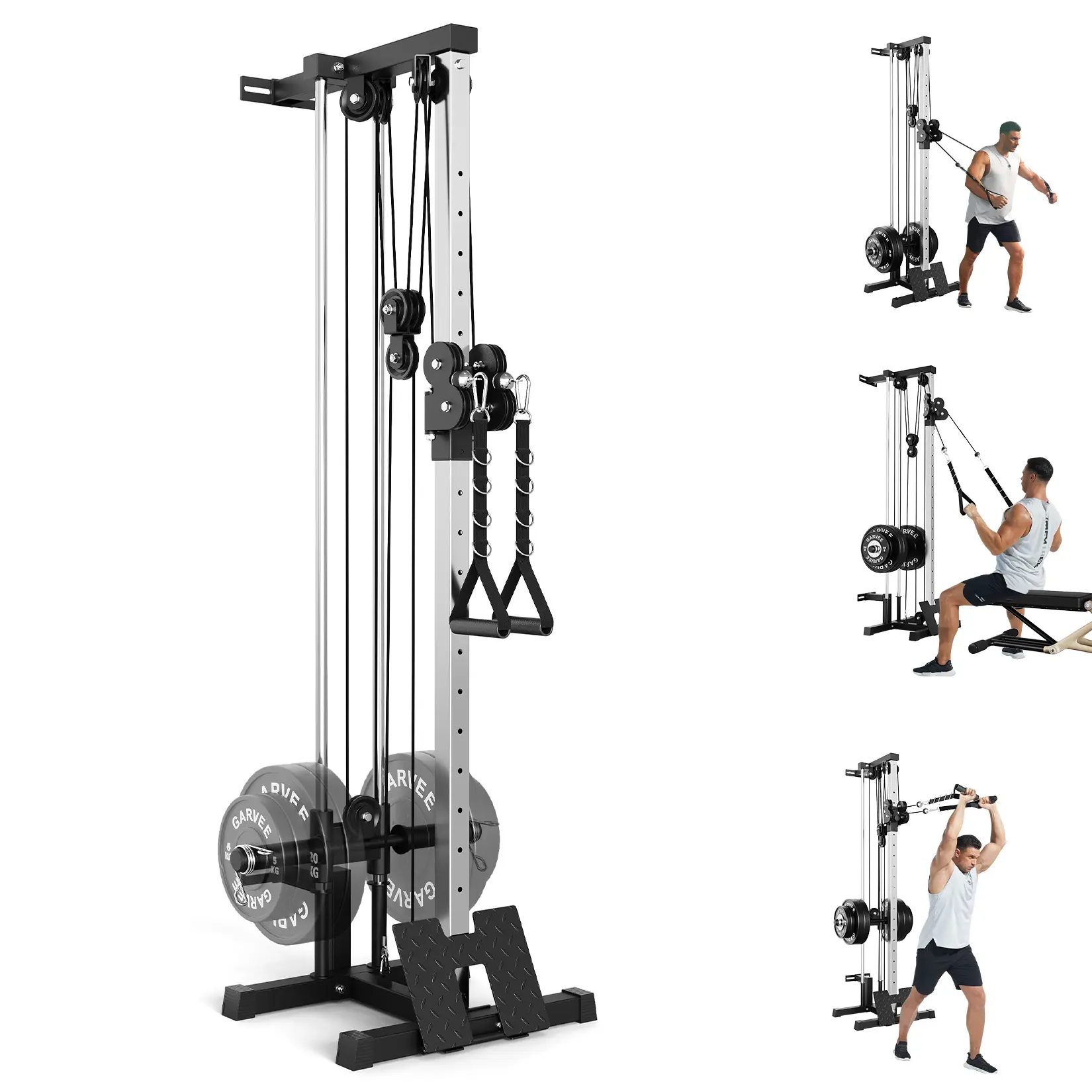 Dual Pulley Wall Mount Cable Station - 18 Adjustable Positions, Lat Pulldown & Cable Crossover Machine for Strength Training, Versatile Home and Garage Gym Equipment, Ideal for Back & Full Body Workouts, Workout Machines For Home, Multifunctional Workout