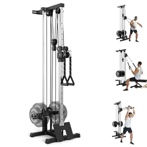Dual Pulley Wall Mount Cable Station - 18 Adjustable Positions, Lat Pulldown & Cable Crossover Machine for Strength Training, Versatile Home and Garage Gym Equipment, Ideal for Back & Full Body Workouts