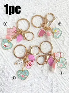 Nurse and Doctor Theme Pendant Keychain, Mask Nurse Hat Cartoon Design, Perfect Gift for International Nurses Day, Unisex Charm Accessory