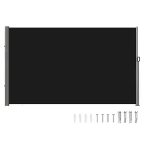 VEVOR Retractable Side Awning, 71in x 118in Aluminum Outdoor Privacy Screen with Telescopic Pole & Spring Handle, 280g Waterproof Polyester Patio Shade, UV 30+ Room Divider, Easy Install for Patio, Backyard