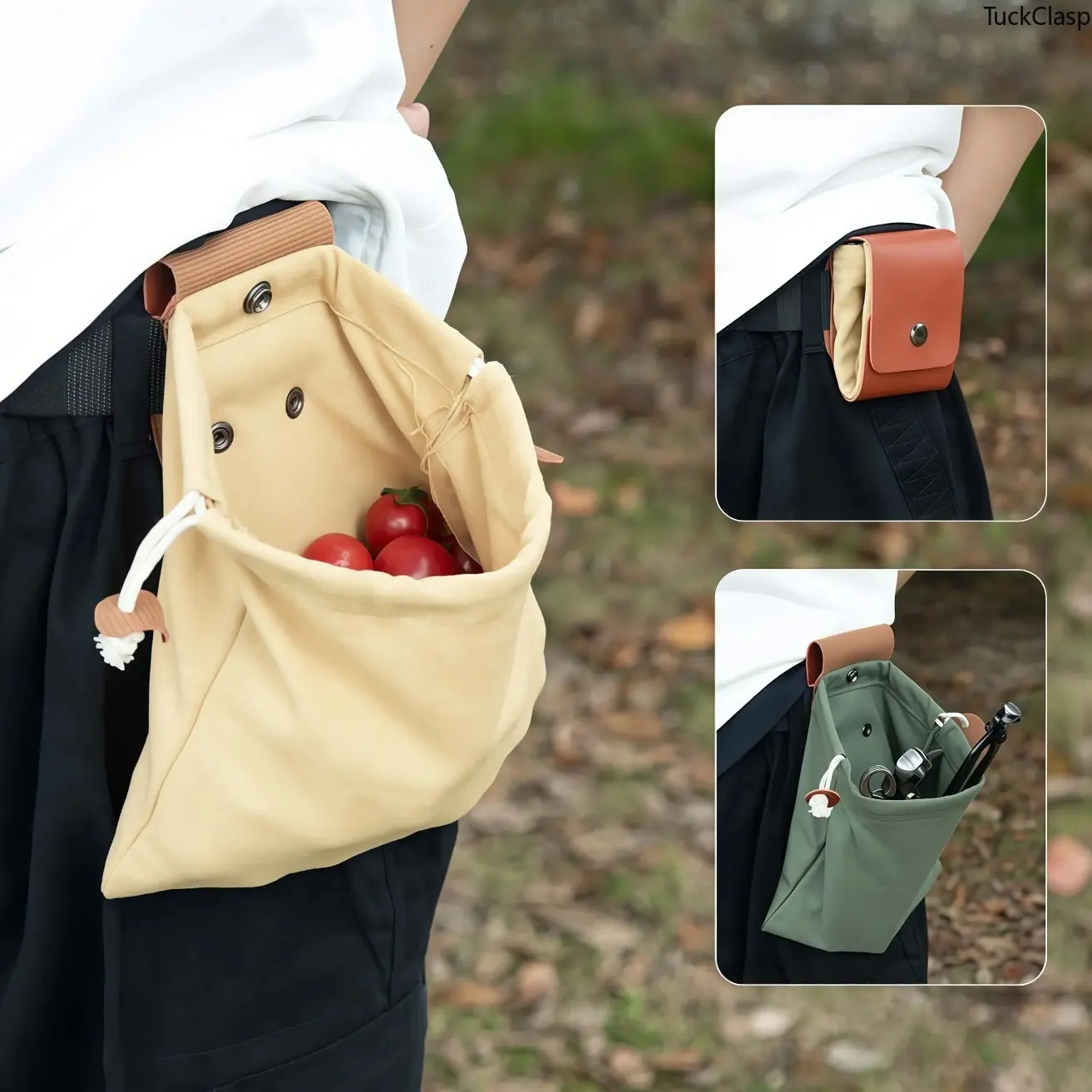Camping Foraging Waist Bag, Portable Outdoor Storage Pouch for Fruit Picking, Hiking, and Trekking, Lightweight Hands-Free Camping Gear Organizer for Spring and Summer Adventures