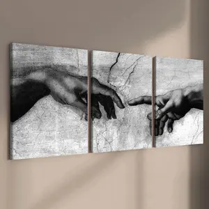 Wooden Framed Canvas Painting, 3 Counts/set Hand Pattern Wall Art, Modern Art Wall Decoration, Home Decoration Canvas Prints Poster, Solid Wooden Frame, Artistic, Universal Aesthetic