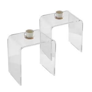 【fathersdaygift】VEVOR Acrylic End Table 2 pcs C-Shaped Lucite Side TablesClear Acrylic Side Table for DrinkFoodSnack used in Living RoomBedroomand Study