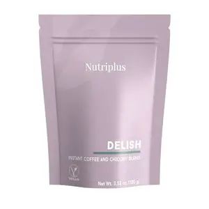 Nutriplus Delish Instant Coffee and Chicory Blend Vegan Low-Caffeine Rich in Magnesium & Zinc 3.53 oz Turquia Origin Probiotics