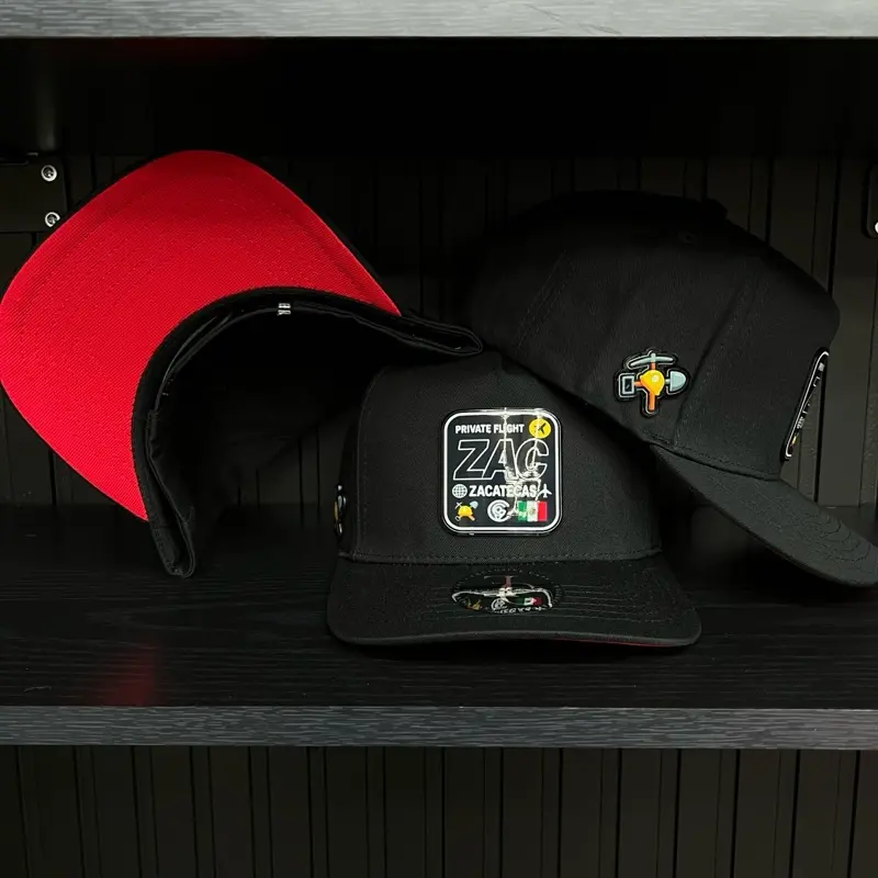 Exclusive Zacatecas Private Flight SnapBack Hat - Black/Red Cotton Cap