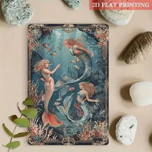 Aluminum Vintage Retro Mermaid Wall Art 8x12 Inch Coastal Decor for Home Bar Cafe Pub Ocean Themed Rustic Aluminum Sign Artistic Ocean Inspired Design
