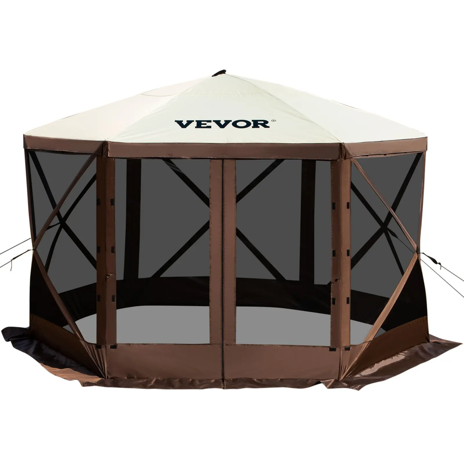 【summerfinds】VEVOR Camping Gazebo Screen Tent, Two Version, 6 Sided Pop-up Canopy Shelter Tent with Mesh Windows, Portable Carry Bag, Stakes, Large Shade Tents for Outdoor Camping, Lawn and Backyard,summerwins,outdoorfurnitureset