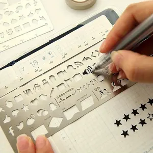 2 Piece Set Creative Multifunctional Drawing Doodle Bookmark, Stainless Steel Planning Ruler & Graphics Lace Tool for Crafting, Scrapbooking