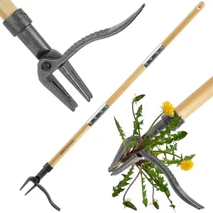 Manual Weed Puller Tool with 4 Claw Steel Head, Garden Weeding Device, Easy Weed Removal Without Bending, Pulling, or Kneeling