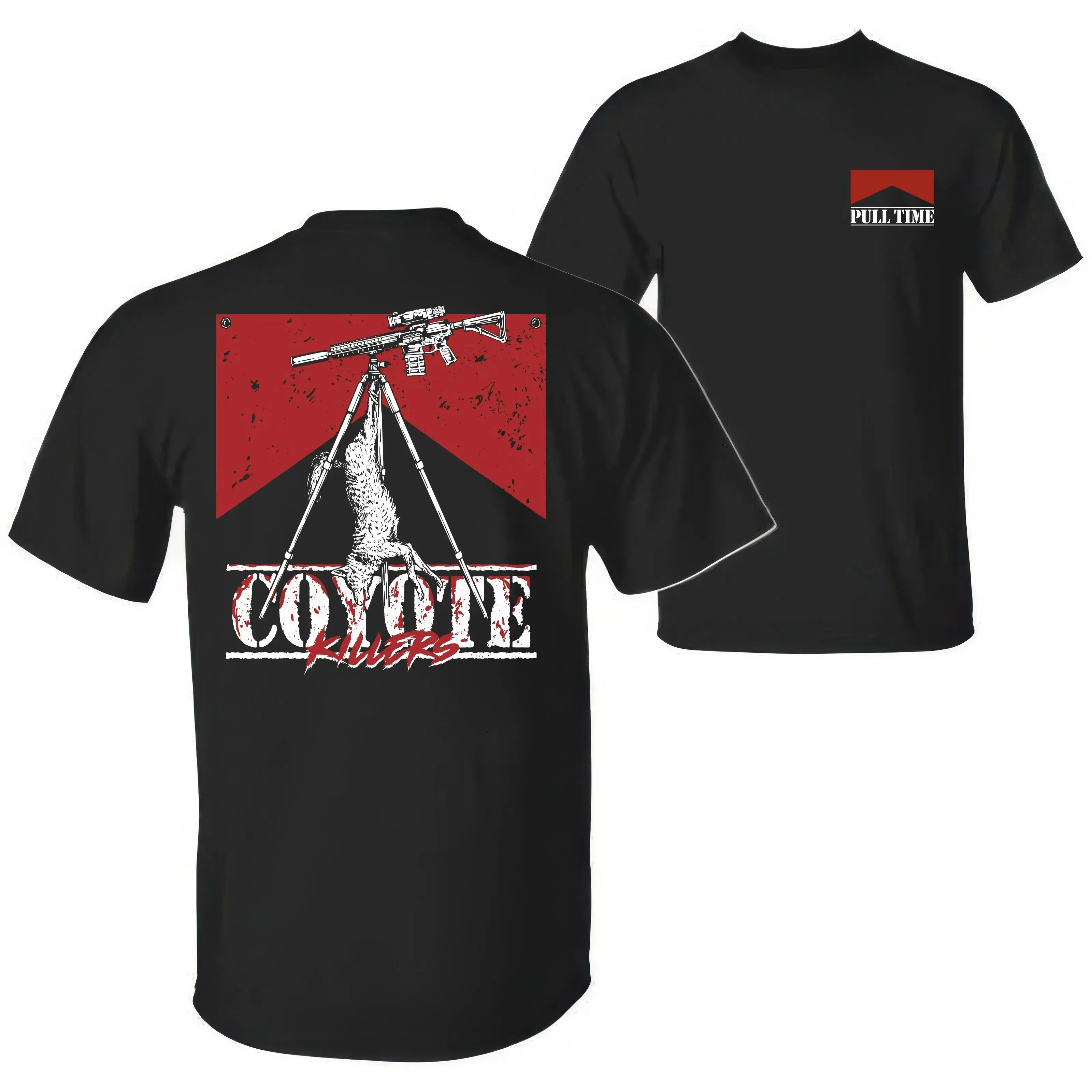 Southern Style Coyote Graphic T-Shirt for Men, Black Back Print Country Outdoor Tee, Casual Unisex Crewneck Streetwear Gift