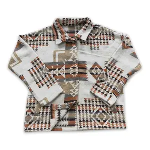 Winter Khaki pockets baby kids flannel button up shirt