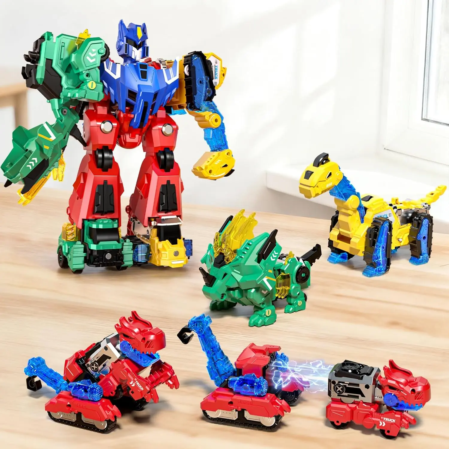 6-in-1 Dinosaur Transforming Robot Toys Set,STEM Toy Combine Dinosaur Transform into Robot,Party Birthday Educational Gifts for Kids Age 3 4 5 6 7 8 9 10 Years Old Boys Girls