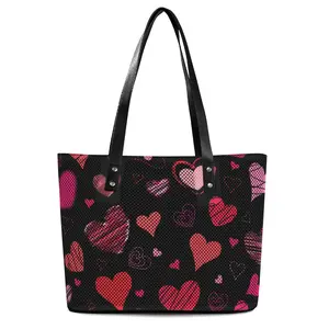 Polyester Women's Handbag With Grid Pattern And Heat Transfer Technology