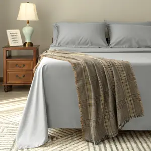 SUBRTEX Cooling  4-Piece Tencel Cotton Bed Sheets – Silky Soft Full Size Set with Deep Pockets, Fitted Sheet, Flat Sheet & Pillowcases