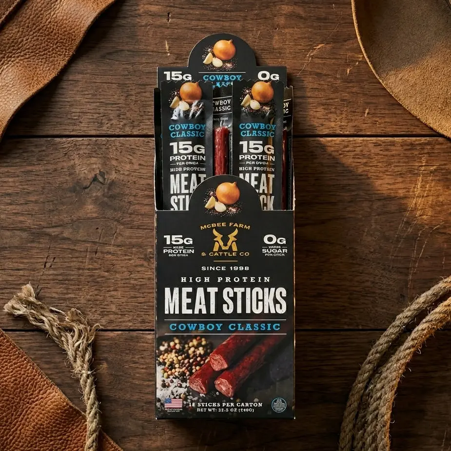 High Protein Meat Sticks, 15-Count Healthy Protein Snacks for On-the-Go Dried Snacks