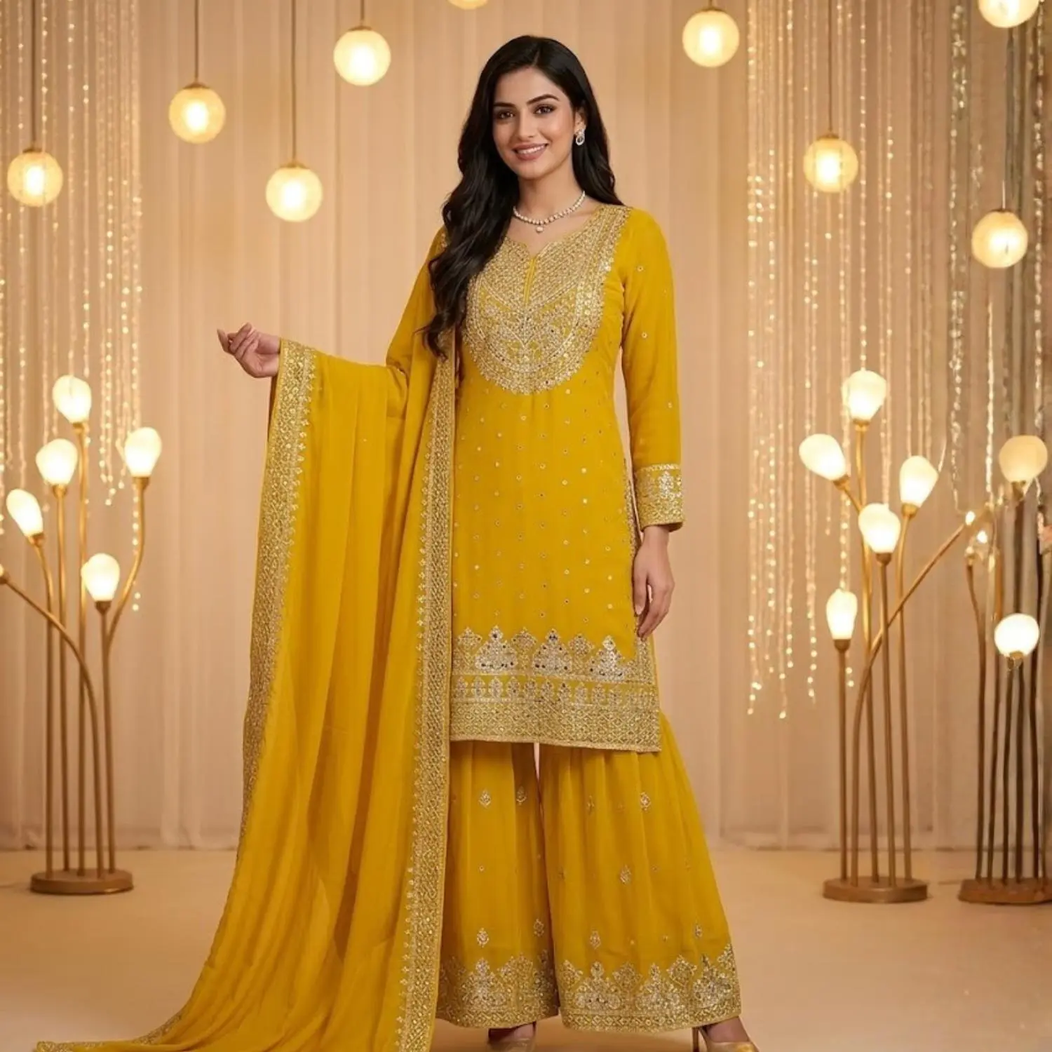 Heavy Embroidery Gharara 3Pcs Suit  Collection For Women