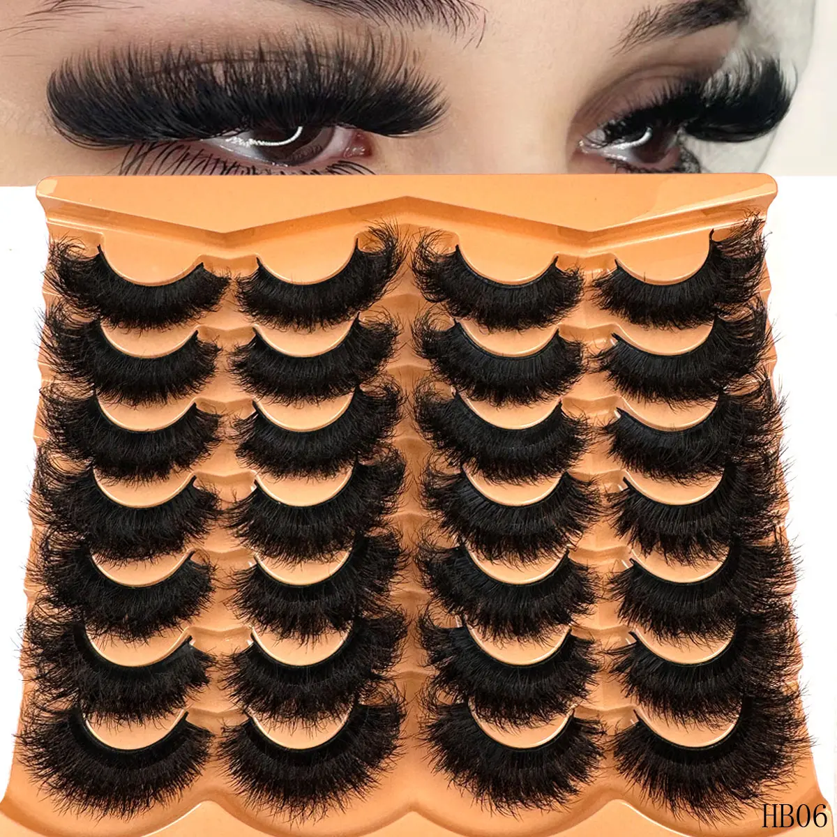 14 Pairs D Curl Volumized False Eyelashes, Soft Fluffy Russian Volume Lashes, Reusable Synthetic Fur Strip Lashes for Daily & Party Use Eyelash Set