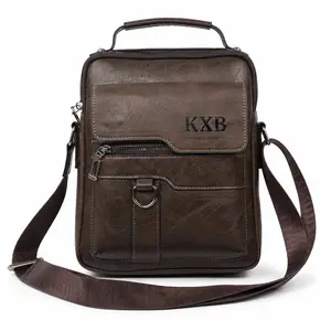 KXB PU Leather Crossbody Bag | Vintage Street Style Messenger Bag | Large Capacity Travel Tote for Work & Daily Commute | Adjustable Strap & Multi-Pocket Organizer | Perfect Father's Day Gift Idea