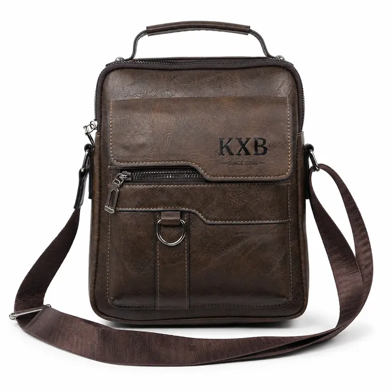 KXB PU Leather Crossbody Bag | Vintage Street Style Messenger Bag | Large Capacity Travel Tote for Work & Daily Commute | Adjustable Strap & Multi-Pocket Organizer | Perfect Gift Idea