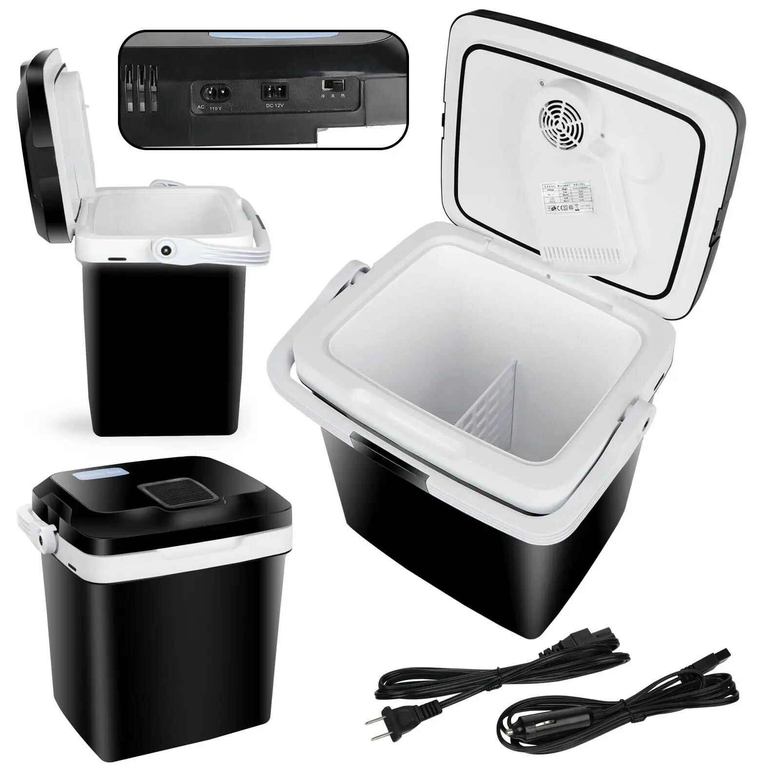 SUPERDEAL 12V Iceless Thermoelectric Personal Cooler-Warmer, 27.5 qt Energy Saving Refrigerator, Portable Low Noise, Polyester Cooler Carry Handle, Dual Power for Camping, Black