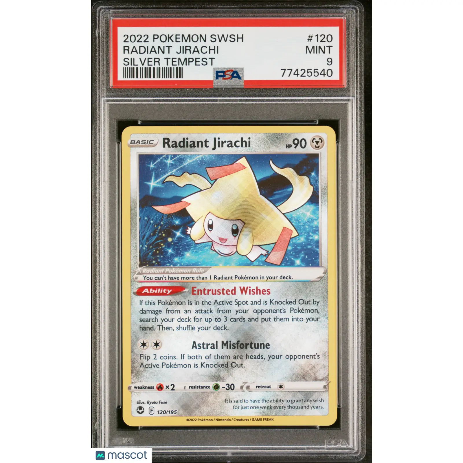 PSA 2022 Pokémon Radiant Jirachi #120 Silver Tempest 9 Graded Card