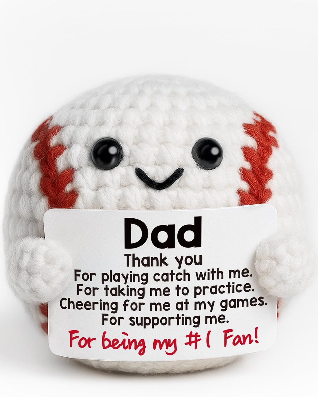 Fathers Day Dad Gifts from Son Daughter Wife Positive Handmade Crochet Baseball Father's Day Birthday Funny Dad Gift I Love You Papa Gifts Idea for Men Easter Christmas