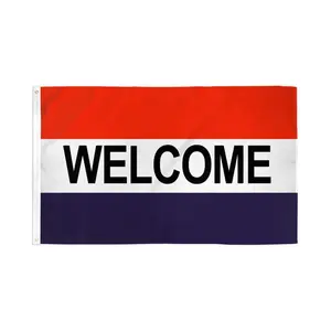 RWB Welcome Flag, 3x5ft Polyester Banners, Dye-Sublimation Fabric for Home & Festive Party Backdrops