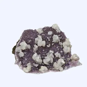 Amethyst With Calcite Inclusion Raw Crystal Cluster 4.5 Inches Wide 3 Pounds Natural Formation for Spiritual Growth Energy Clearing and Meditation Healing Properties