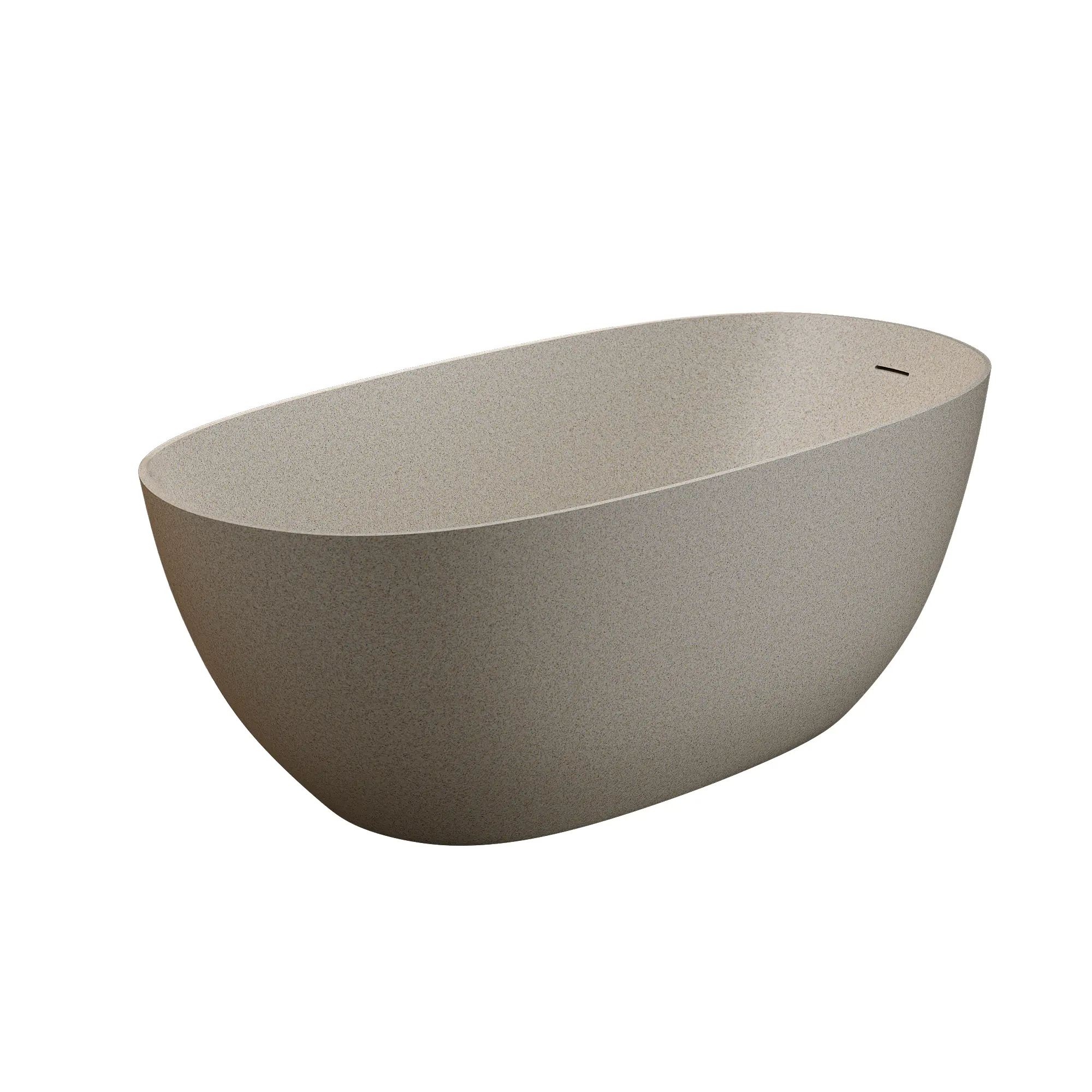 2026 New 69-in Resin Stone Freestanding Full-Sized Extra Deep Overflow Soaking Bathtub - Modern Solid Surface Single Bath with Pop-up Overflow Drain, Insulated Soak, Easy-to-Clean Design, Indoor Use