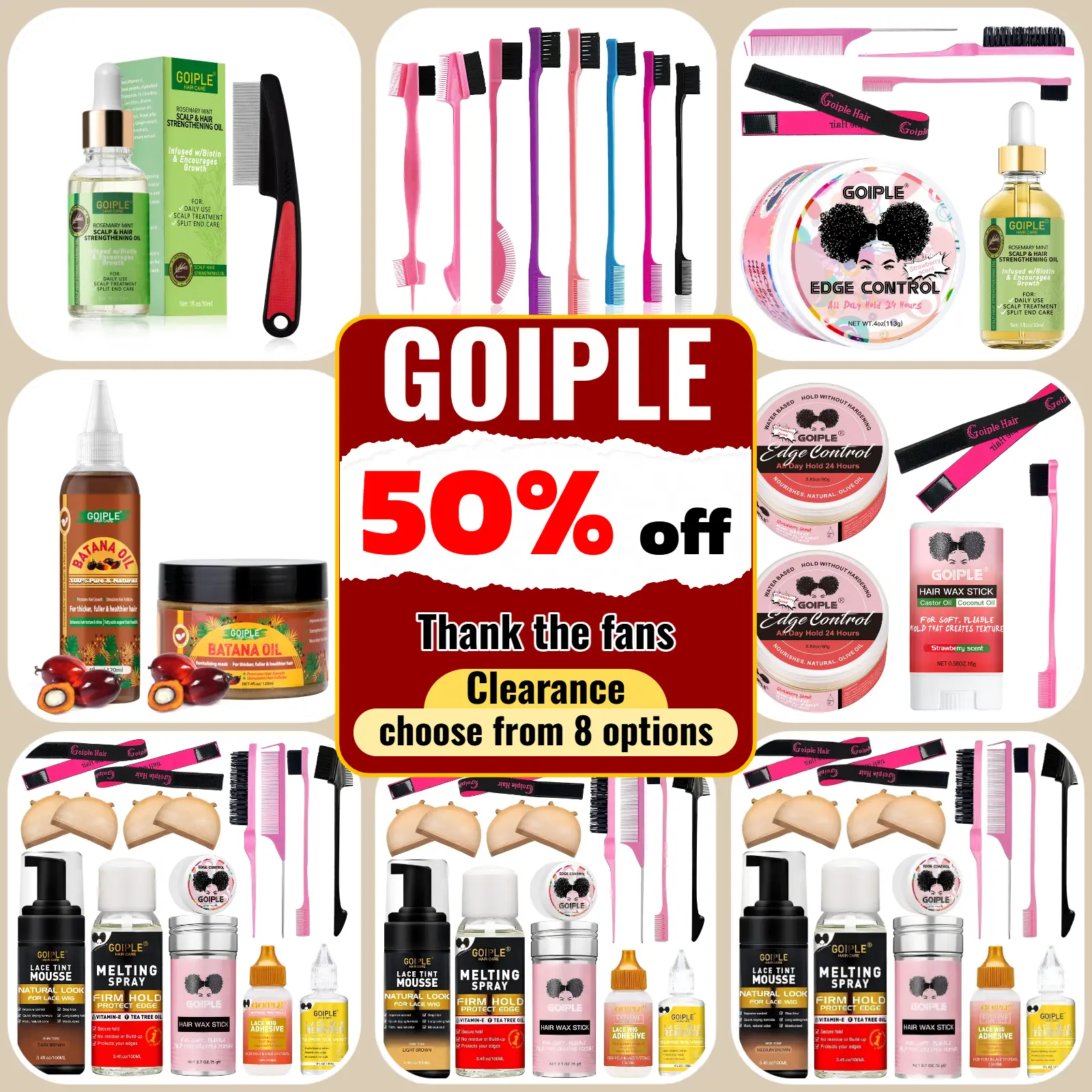Hair Care Set - Clearance Sale - Choose from 8 Options - Includes Hair Oil, Mousse, Edge Control, and More