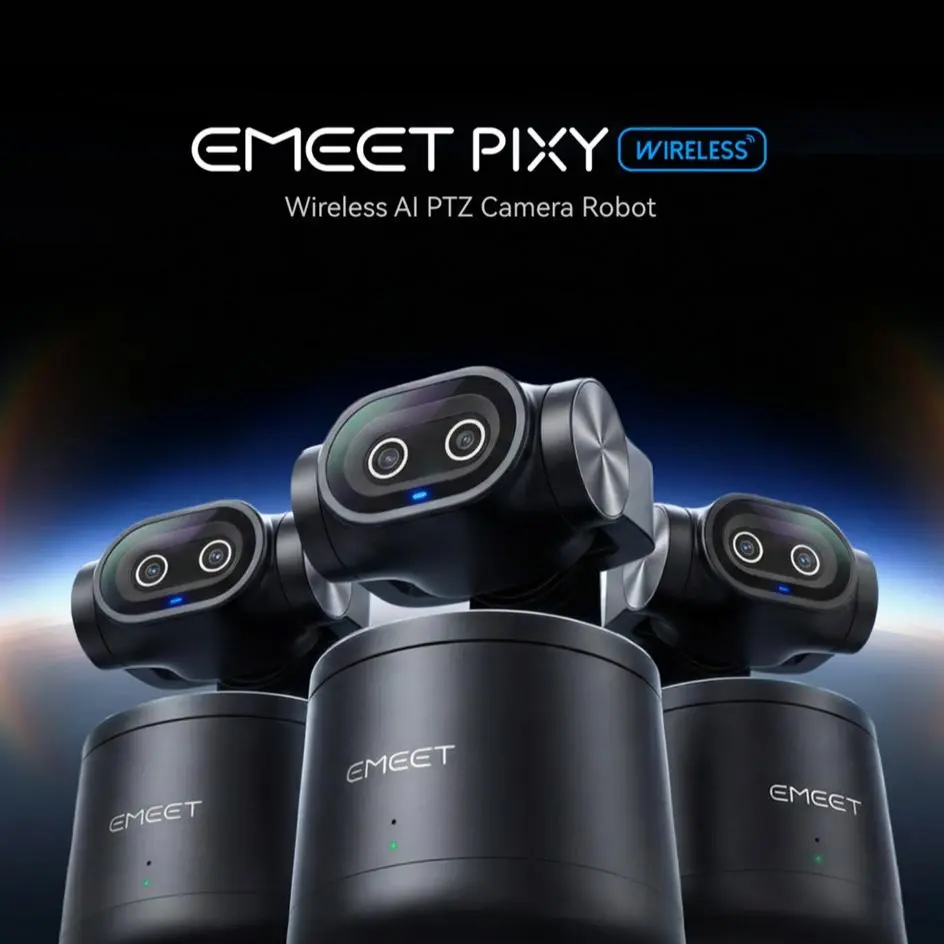 EMEET PIXY Wireless 4K Dual-Lens AI Tracking PTZ Streaming Camera with 1/2.55" Sensor, Gesture Control, Multi-Camera Live & Built-in 48kHz Mic, HDR, Live Streaming for YouTube, Facebook, Twitch, SummerVibes