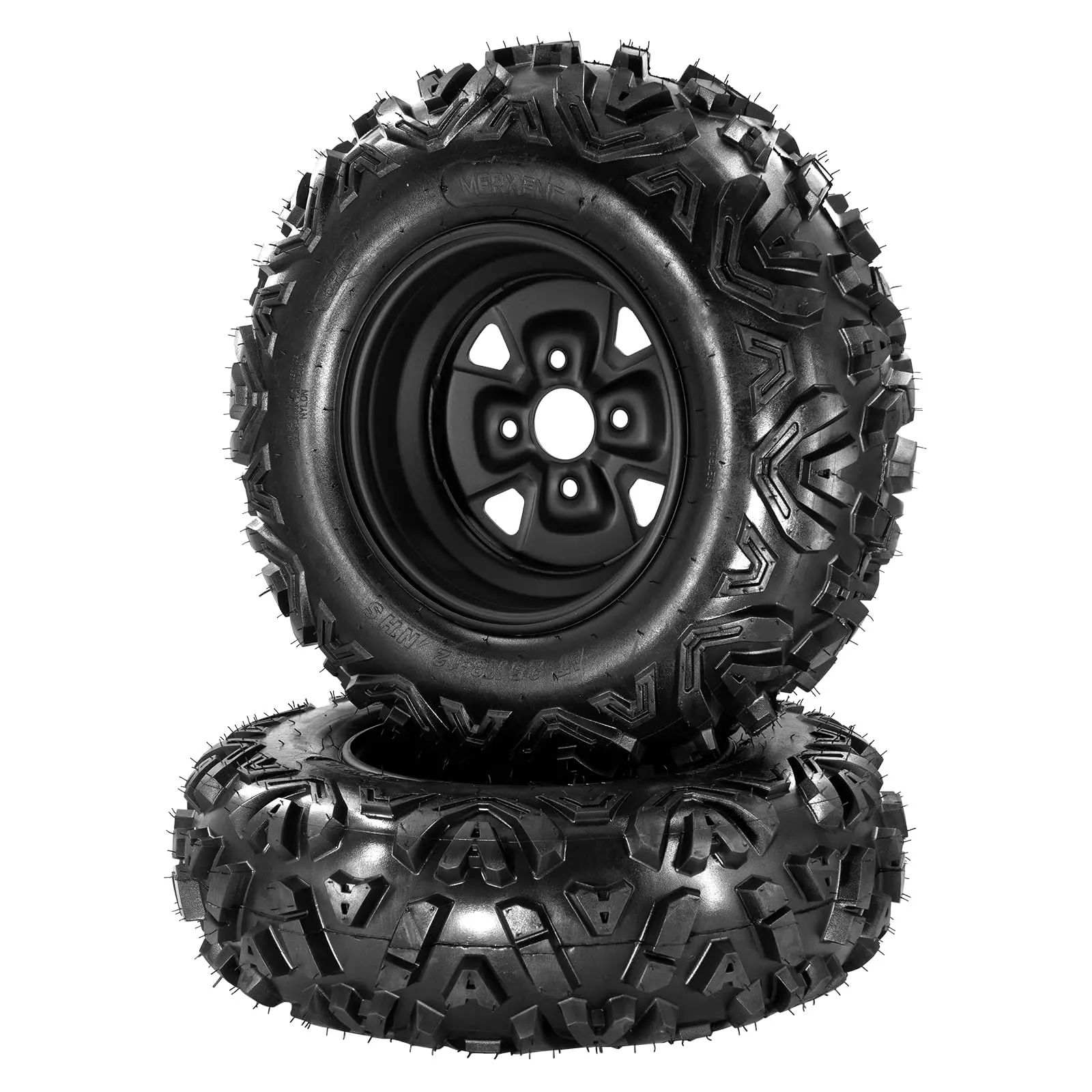New Upgraded 2pcs 25*8-12 PCD:156*4 ET:3.5+2.5 ATV Tires and Wheels Set (2 Pack), 6-Ply All Terrain for UTV/ATV - Heavy-Duty Mud Sand Trail Tires with 4x156 PCD & 3.5+2.5 Offset Wheels - Reinforced Sidewalls
