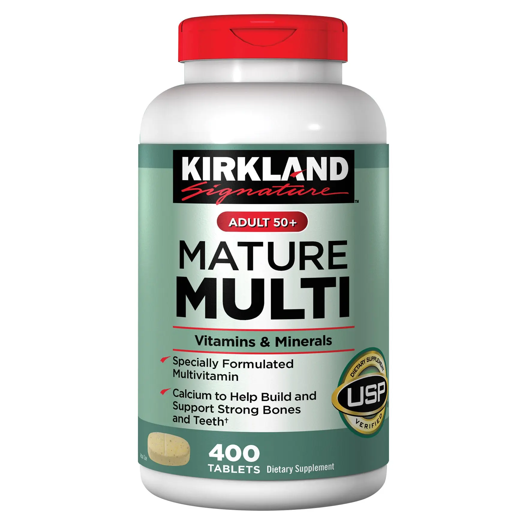 Kirkland Signature Adult 50+ Mature Multi Vitamins & Minerals 400 Tablets USP Verified 25 Essential Vitamins Minerals Bone Support