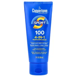 Coppertone Sport, Sunscreen Lotion, 4-In-1 Performance, SPF 100, 3 fl oz (89 ml)
