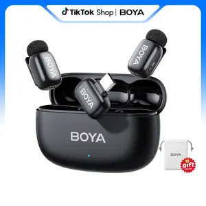 BOYA Mini 2 Wireless Lavalier Microphones for iPhone 15/16/17 & Android AI Noise Cancellation App Control 30H Battery Life with Charging Case for Video Recording Vlogging