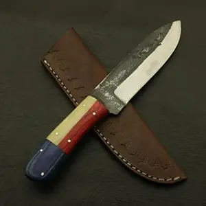 Stainless Steel Hunting Knife With Sheath / Texas Flag Knife