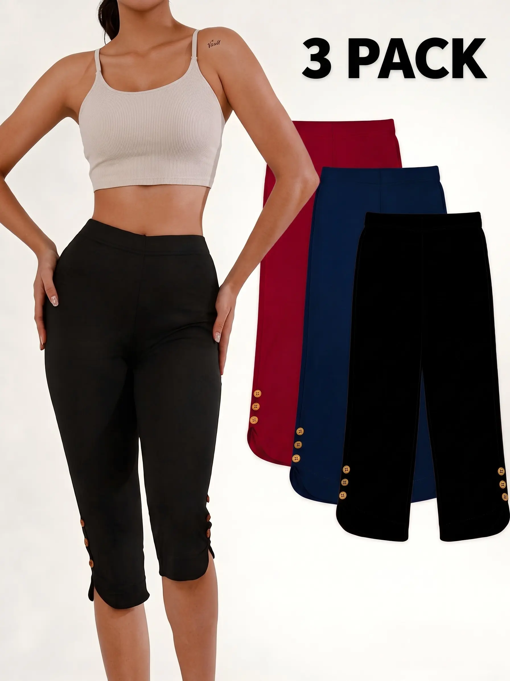 Women's High-Waisted Yoga Capri Leggings – Butt Lifting, 4-Way Stretch, Soft & Non-See-Through Workout Pants for Fitness, Everyday Wear & Summer
