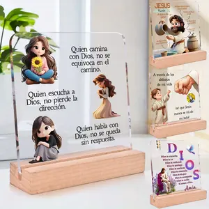 4styles Christian Acrylic Plaque,Christian Gifts,God-Inspired Decor For Prayer Room, Home Or Office,For Those Who Are Walking With God And Not Going Astray,Desktop ornaments