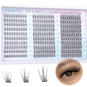 Lash Clusters Wispy Eyelash Clusters C-Curly Individual Lashes zanlufly Natural 300Pcs Cluster Lashes Eyelash Extension 10 12 14MM DIY Lash Extension